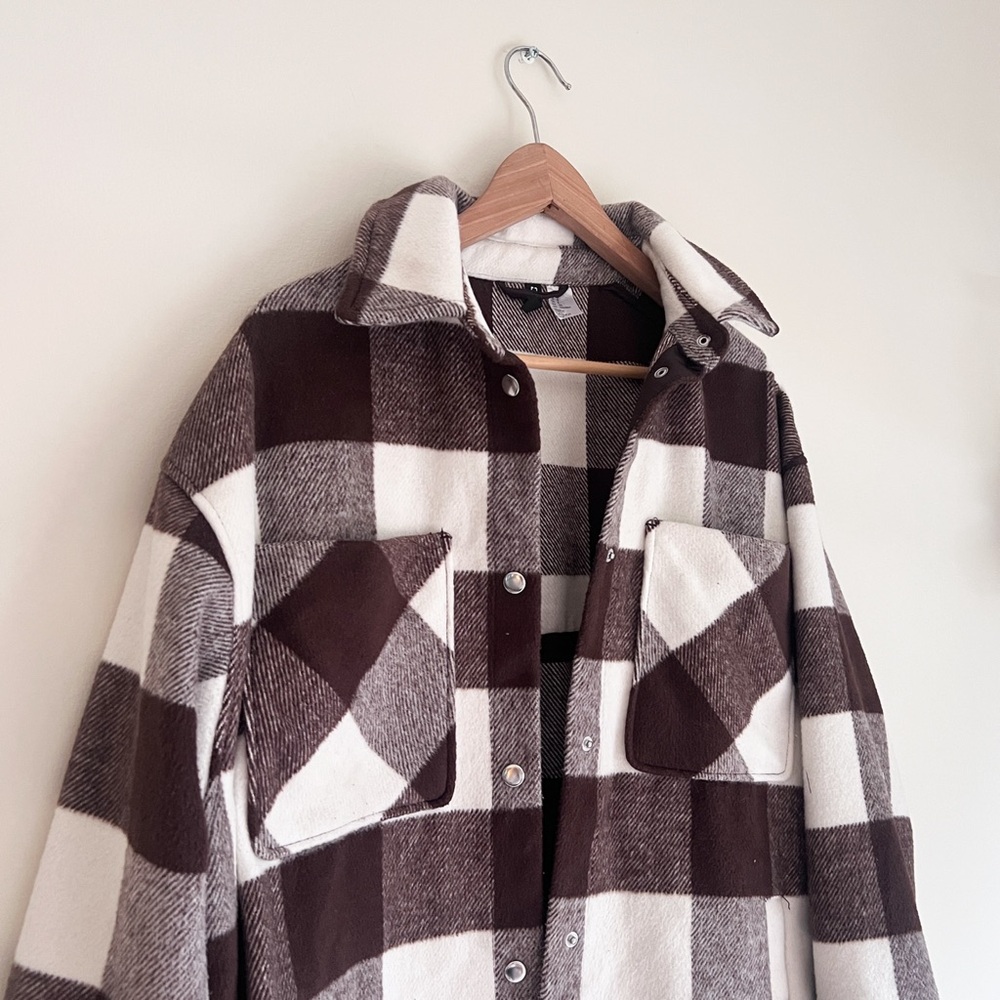 H&M Brown and White Checkered Jacket